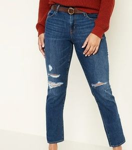 Mid Rise Distressed Power Slim Straight Size 14